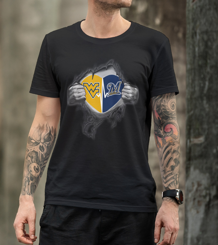 Brewers West Virginia Mountaineers Heart T-Shirt
