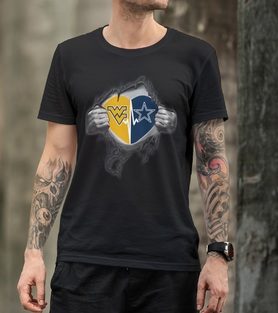 West Virginia Mountaineers Cowboys Heart Tear T-Shirt