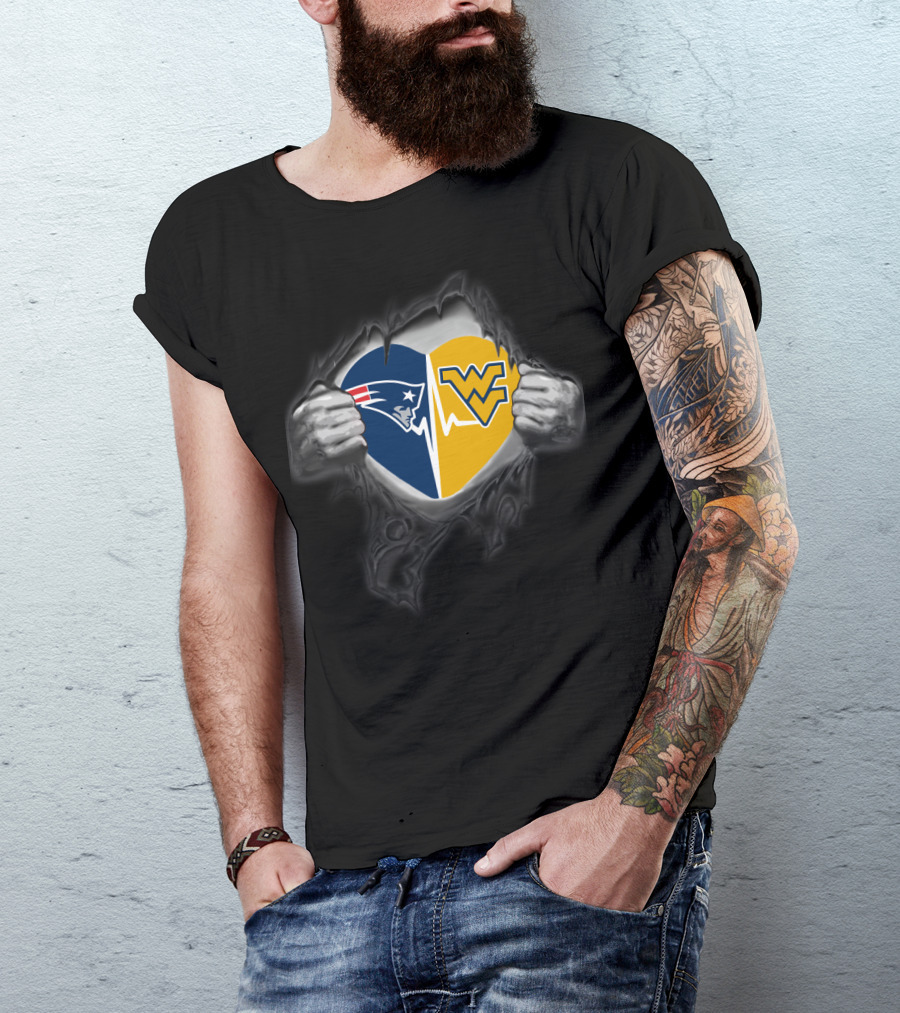 Patriots And West Virginia Mountaineers Heart T-Shirt
