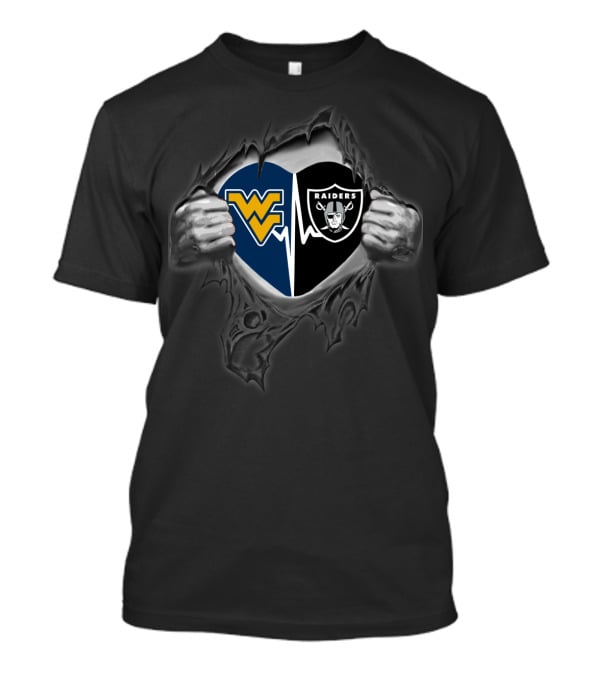 West Virginia Mountaineers Heart Raiders Logo Fusion T-Shirt