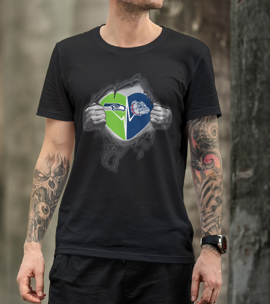 Seahawks Heart Gonzaga Bulldogs Logo Fan Support Fusion T-Shirt