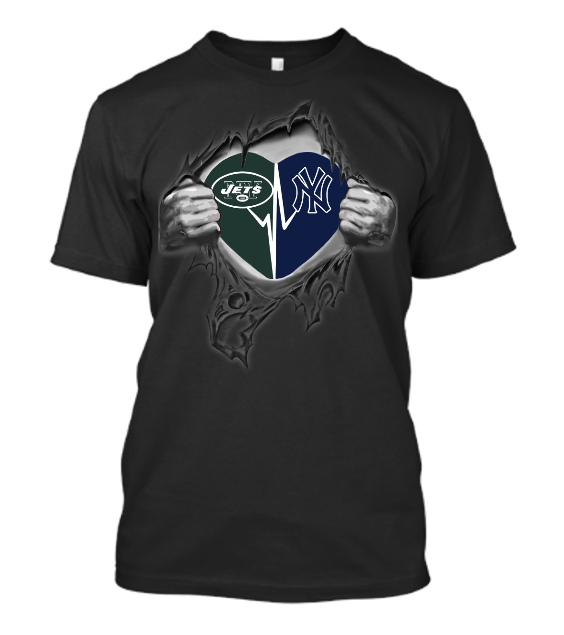 New York Jets Yankees Heart Logo Symbol Unity T-Shirt