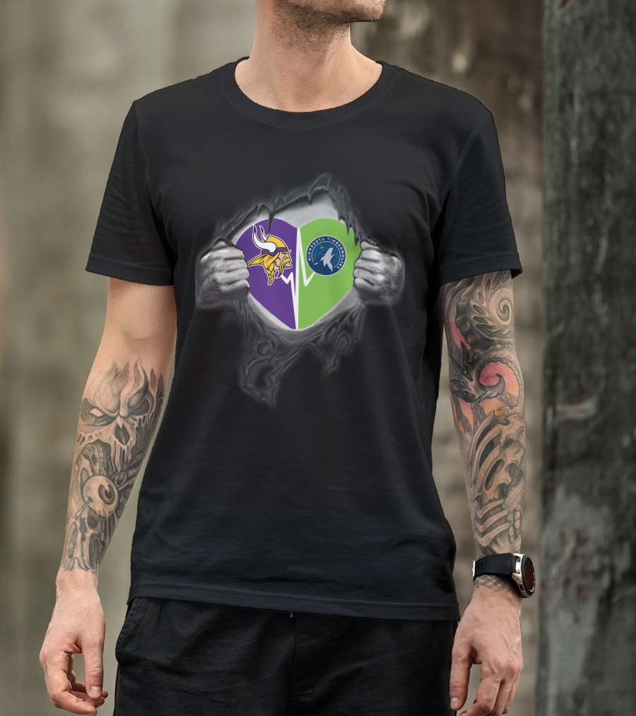 Minnesota Vikings Minnesota Timberwolves Heart T-Shirt