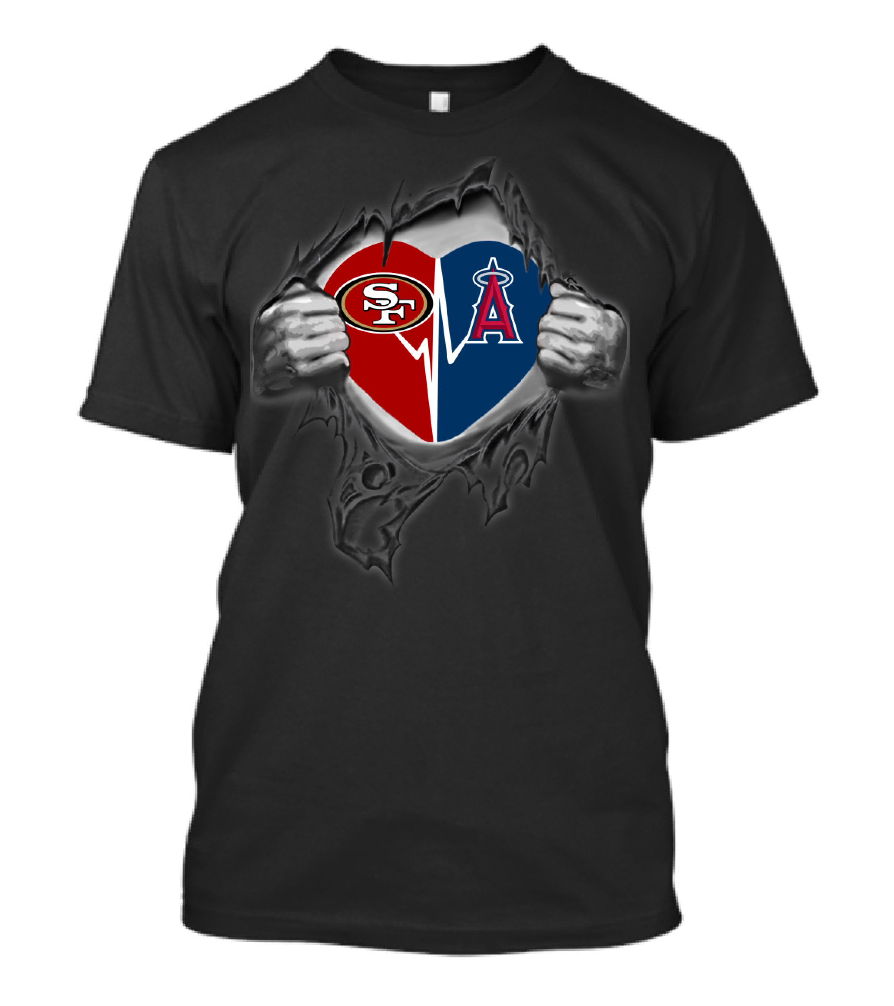 49ers Logo Heart Los Angeles Angels T-Shirt