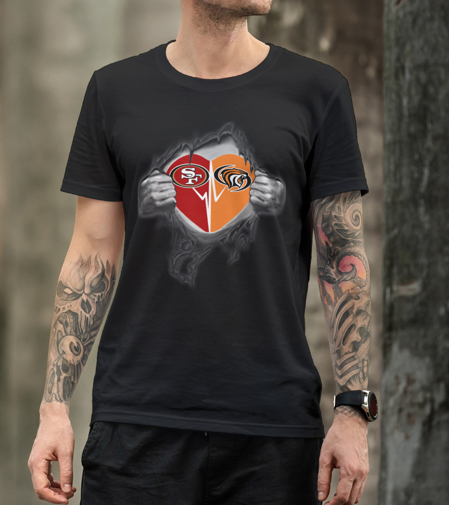49ers Sf Pacific Tigers Heart Split T-Shirt