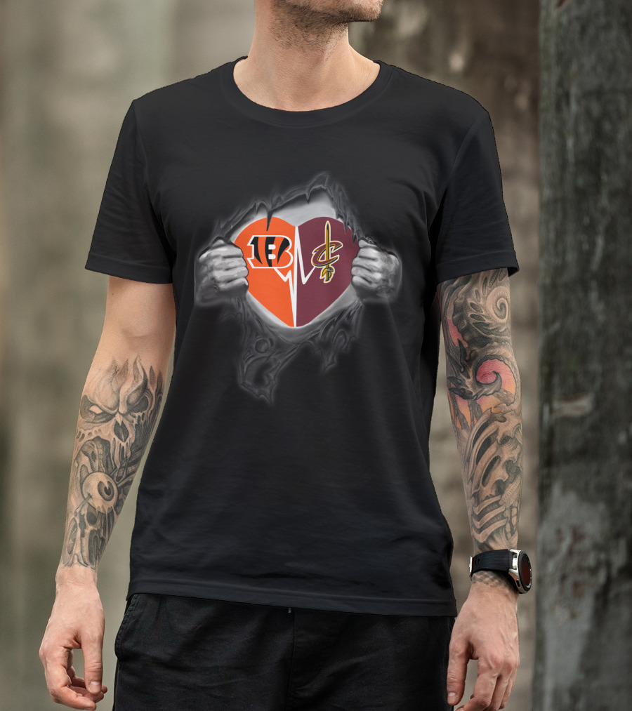 Bengals Cavaliers Heart Split T-Shirt