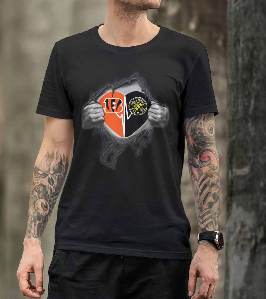 Bengals Columbus Crew Sc Heart Logo Fusion T-Shirt
