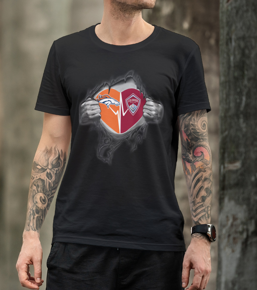 Broncos Colorado Rapids Heart Logo Fusion T-Shirt