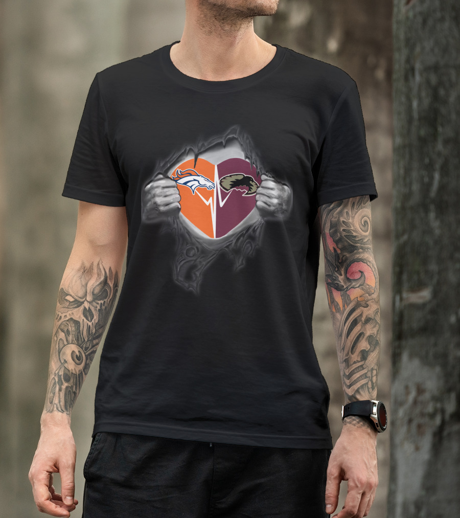 Denver Broncos Heart And Pioneers Logo Fusion T-Shirt