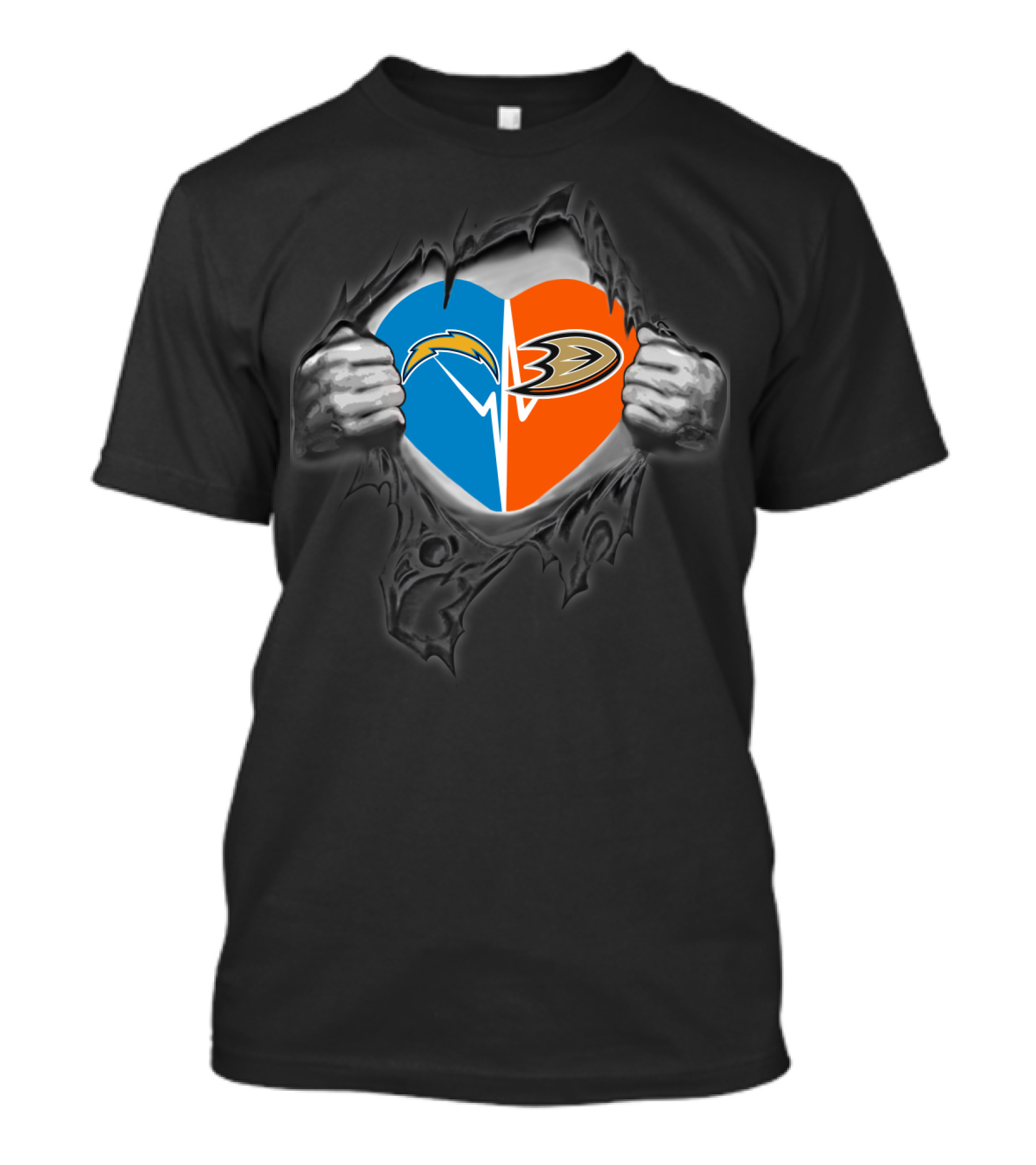 Chargers Anaheim Ducks Heart Hands T-Shirt