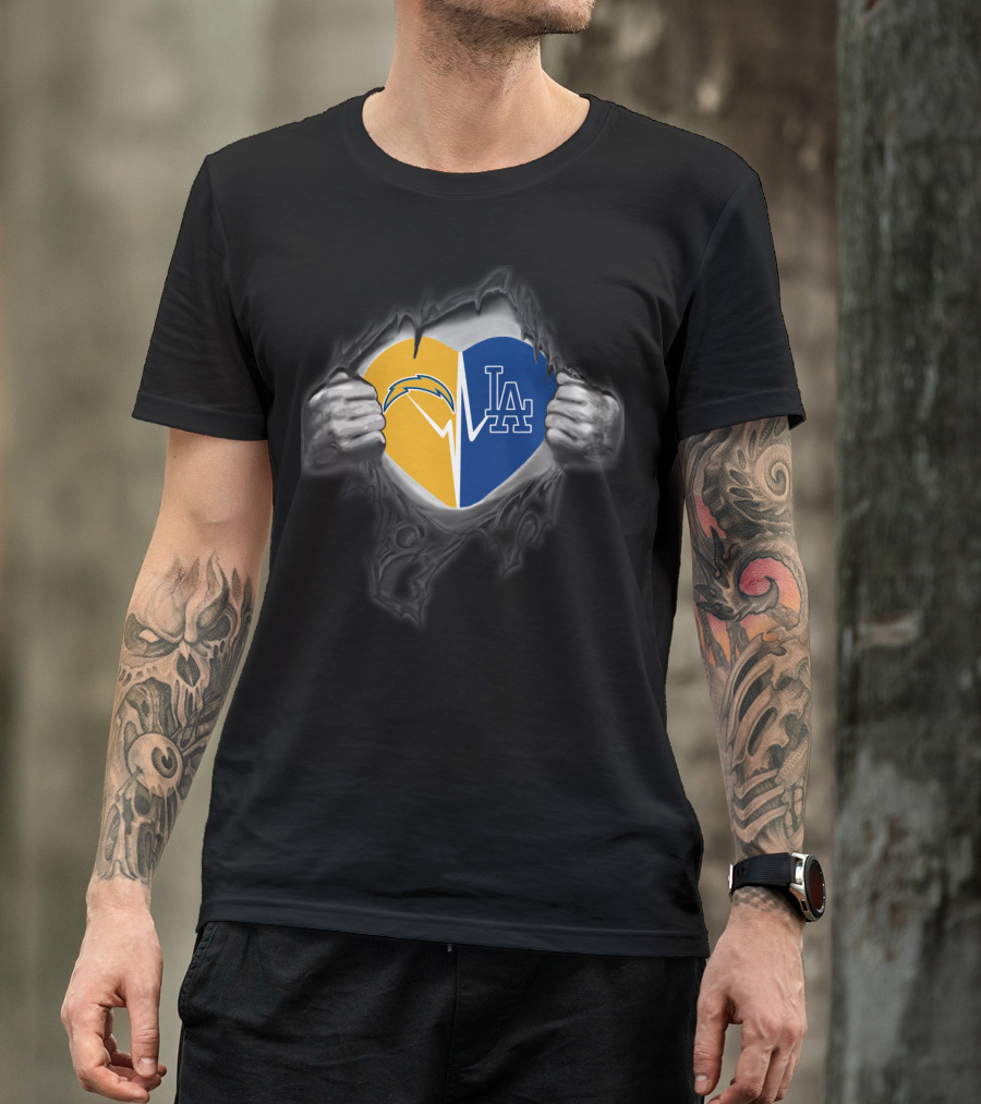 Chargers Los Angeles Dodgers Heart T-Shirt