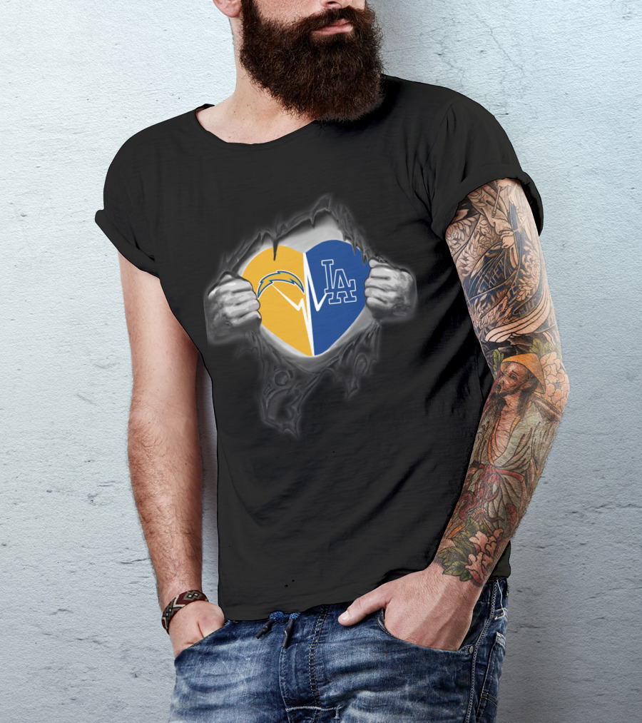 Chargers Los Angeles Dodgers Heart T-Shirt