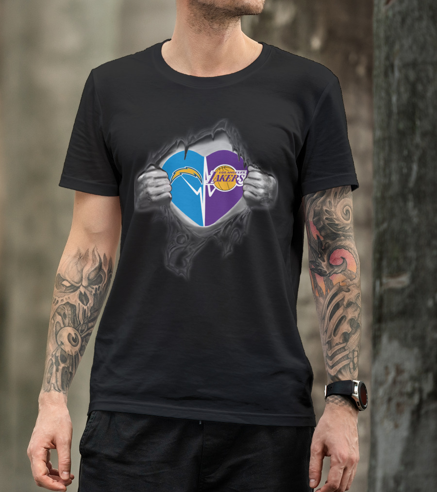 Chargers Lakers Heart Logo Fusion T-Shirt