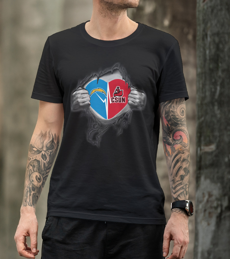 Chargers Csun Matadors Heart Split T-Shirt
