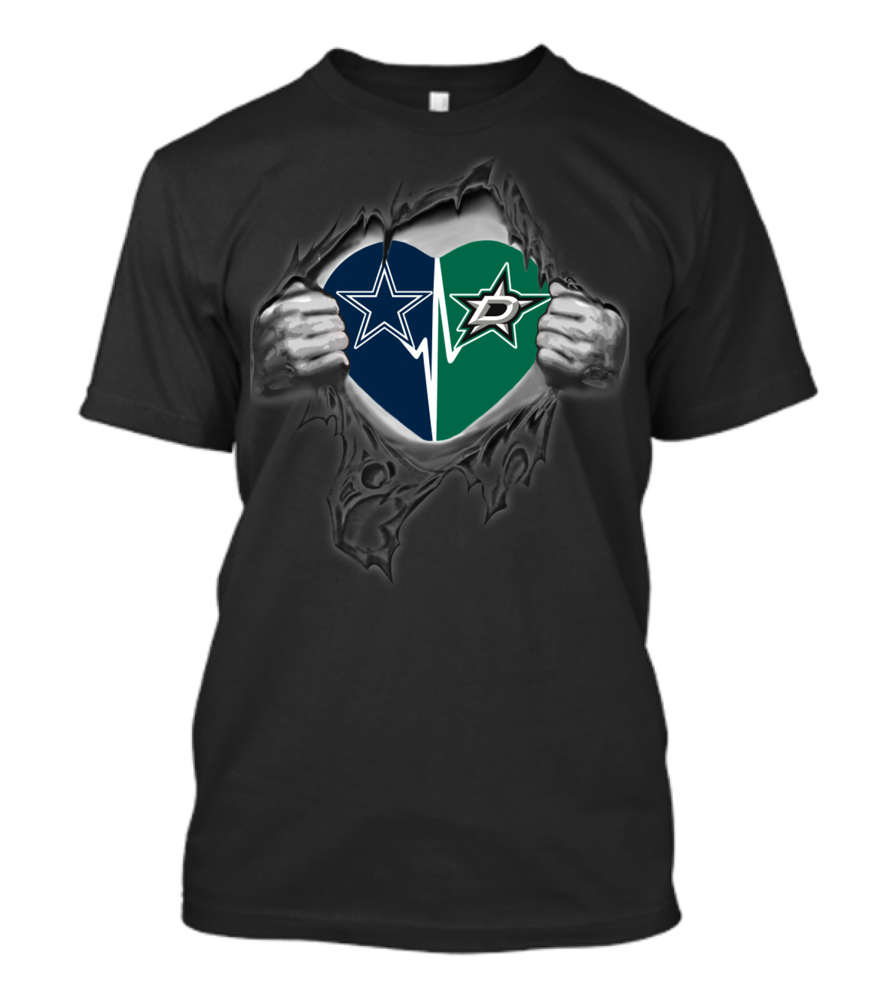 Dallas Cowboys Stars Heart Logo Fusion T-Shirt