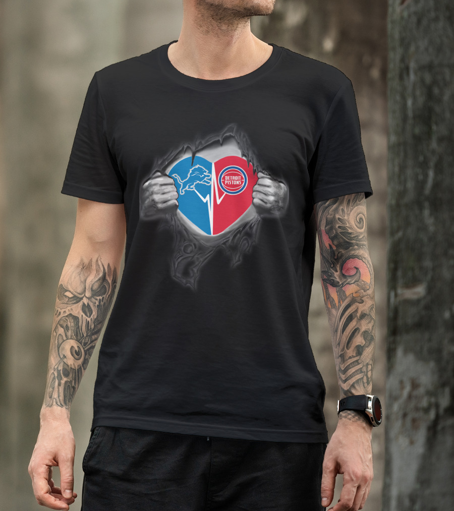Heart Of Detroit Lions And Pistons T-Shirt