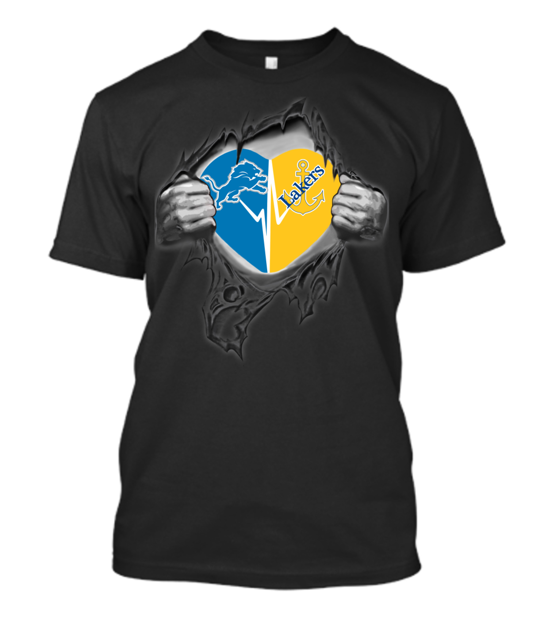 Detroit Lions Lake Superior State Lakers Heart Logo Fusion T-Shirt