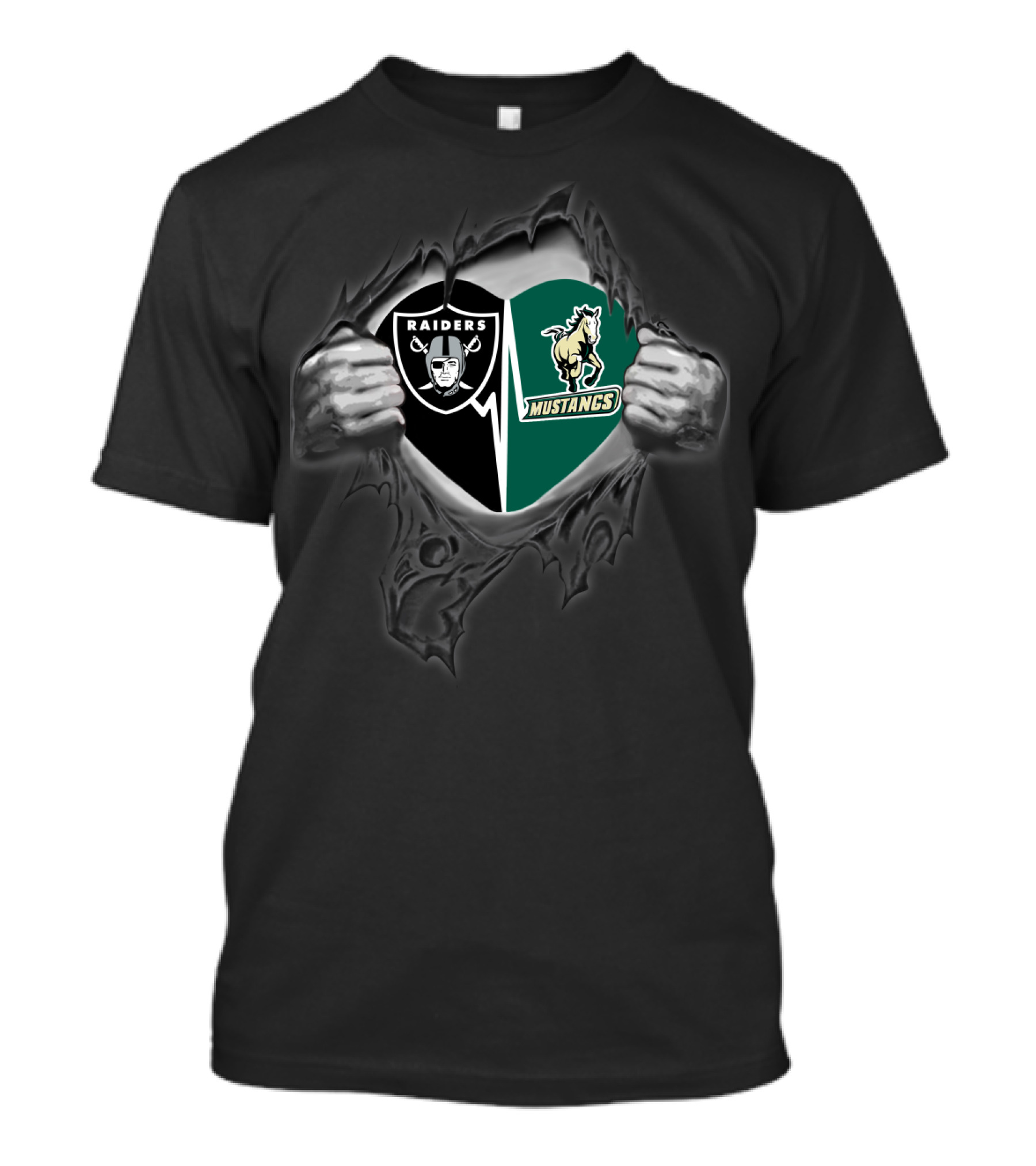 Raiders Cal Poly Mustangs Heart Logo Fusion T-Shirt