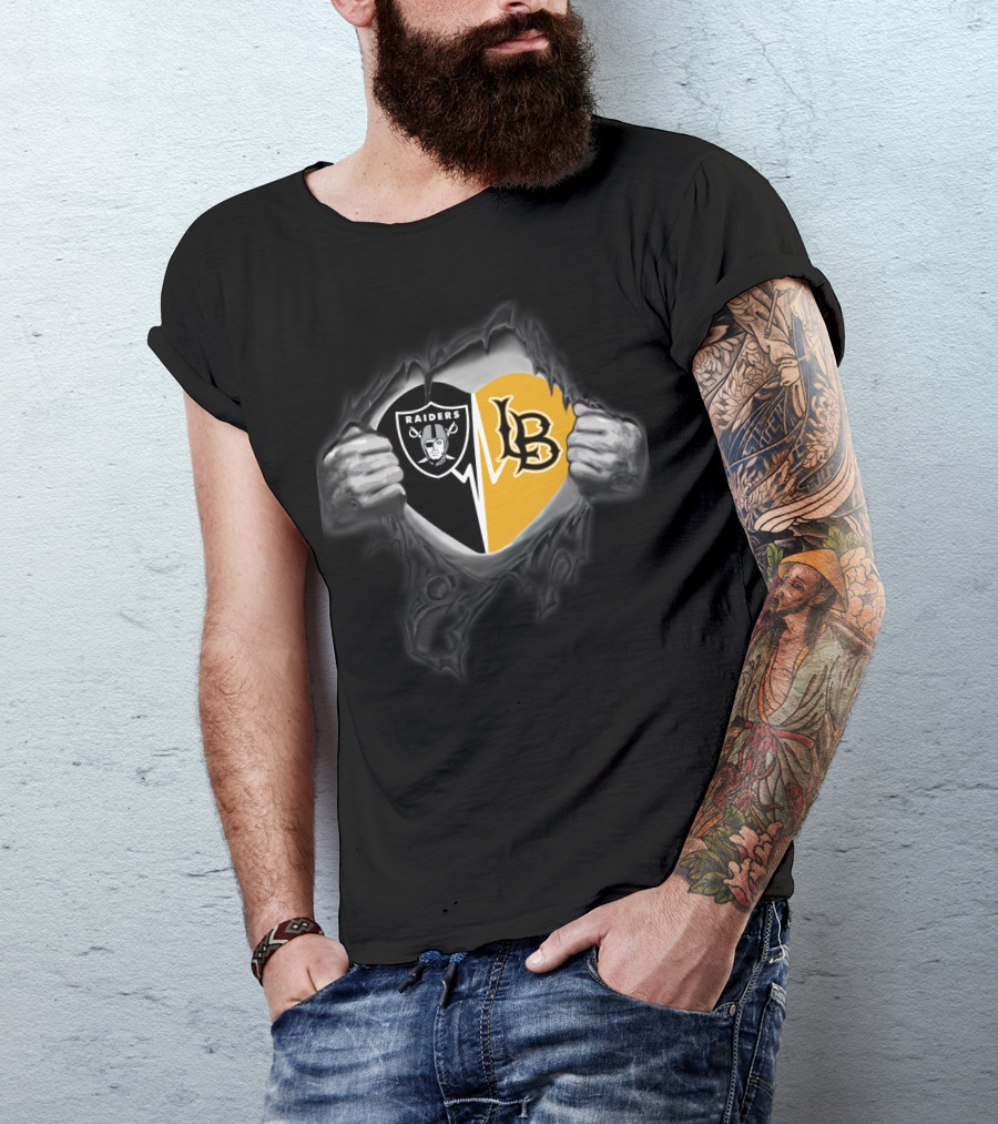 Raiders Lb Logo Black And Yellow Fusion T-Shirt
