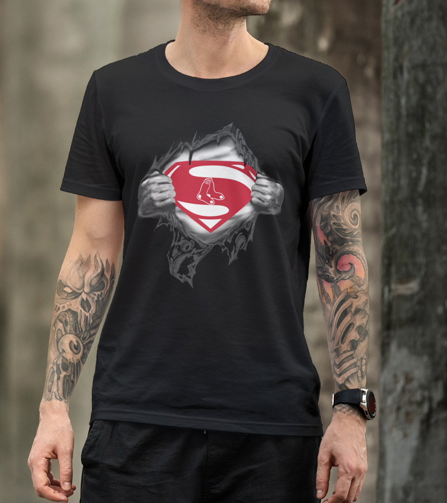 Superman Boston Red Sox 26 Logo Crossover T-Shirt