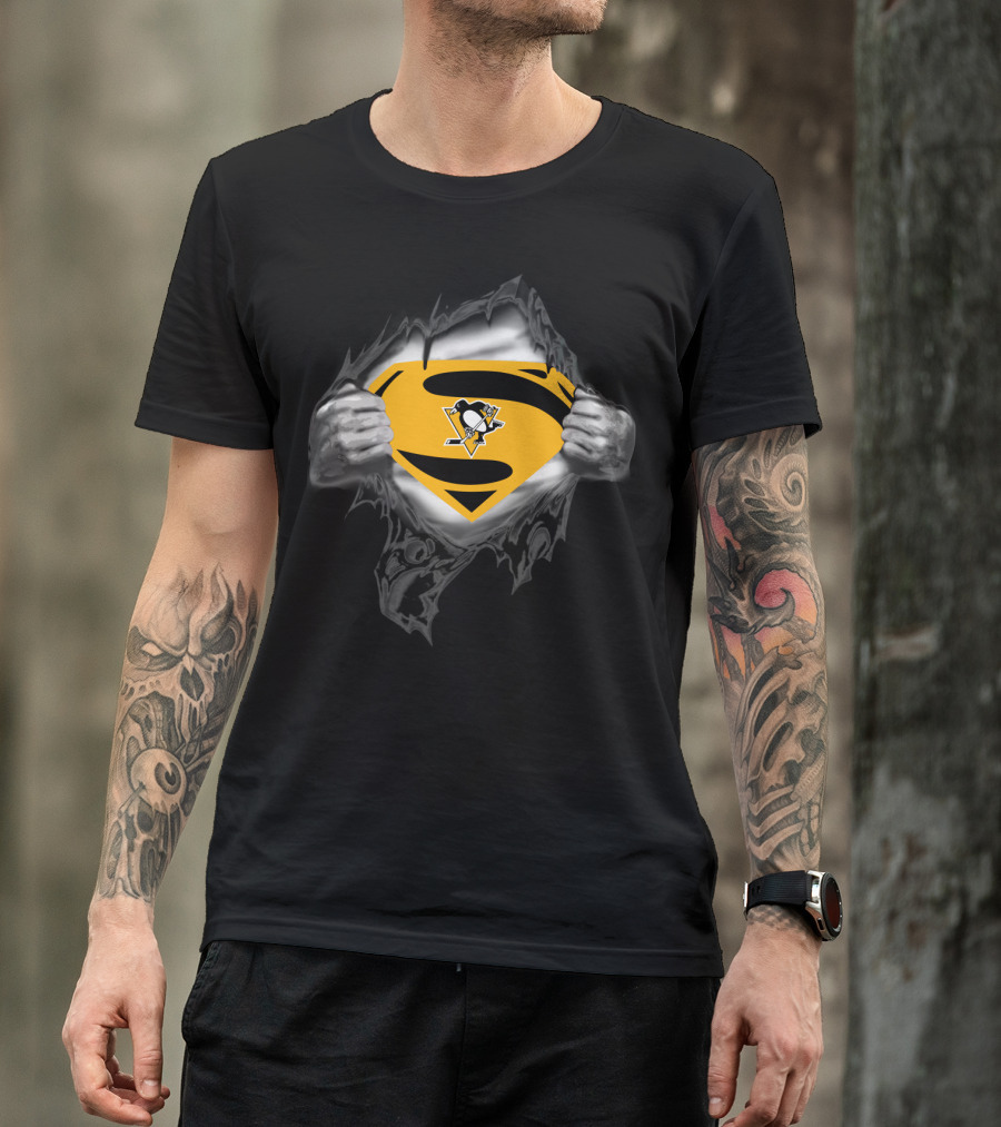 Superman Pittsburgh Penguins Logo Emblem T-Shirt