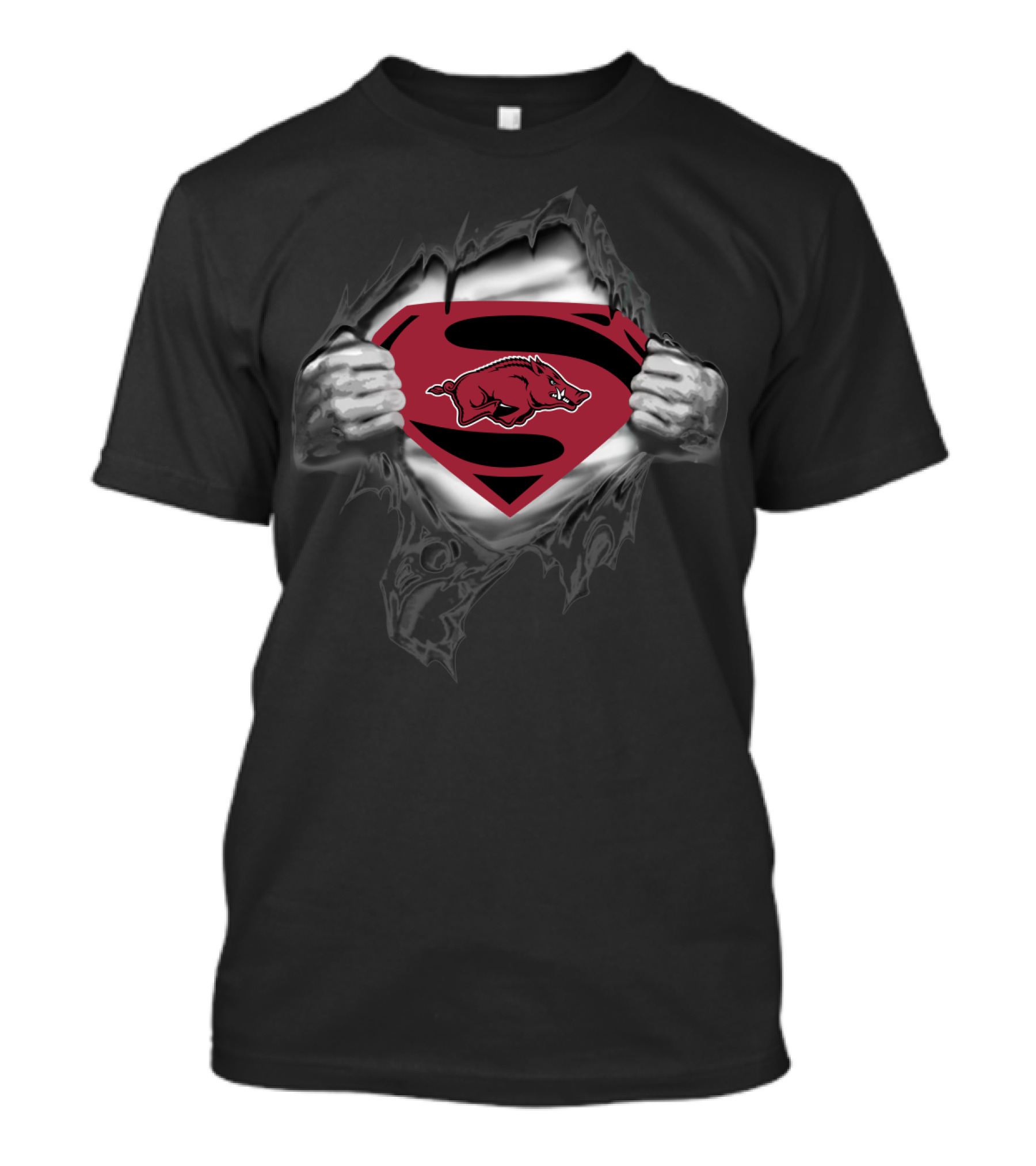 Superman Arkansas Razorbacks Logo Chest Reveal T-Shirt