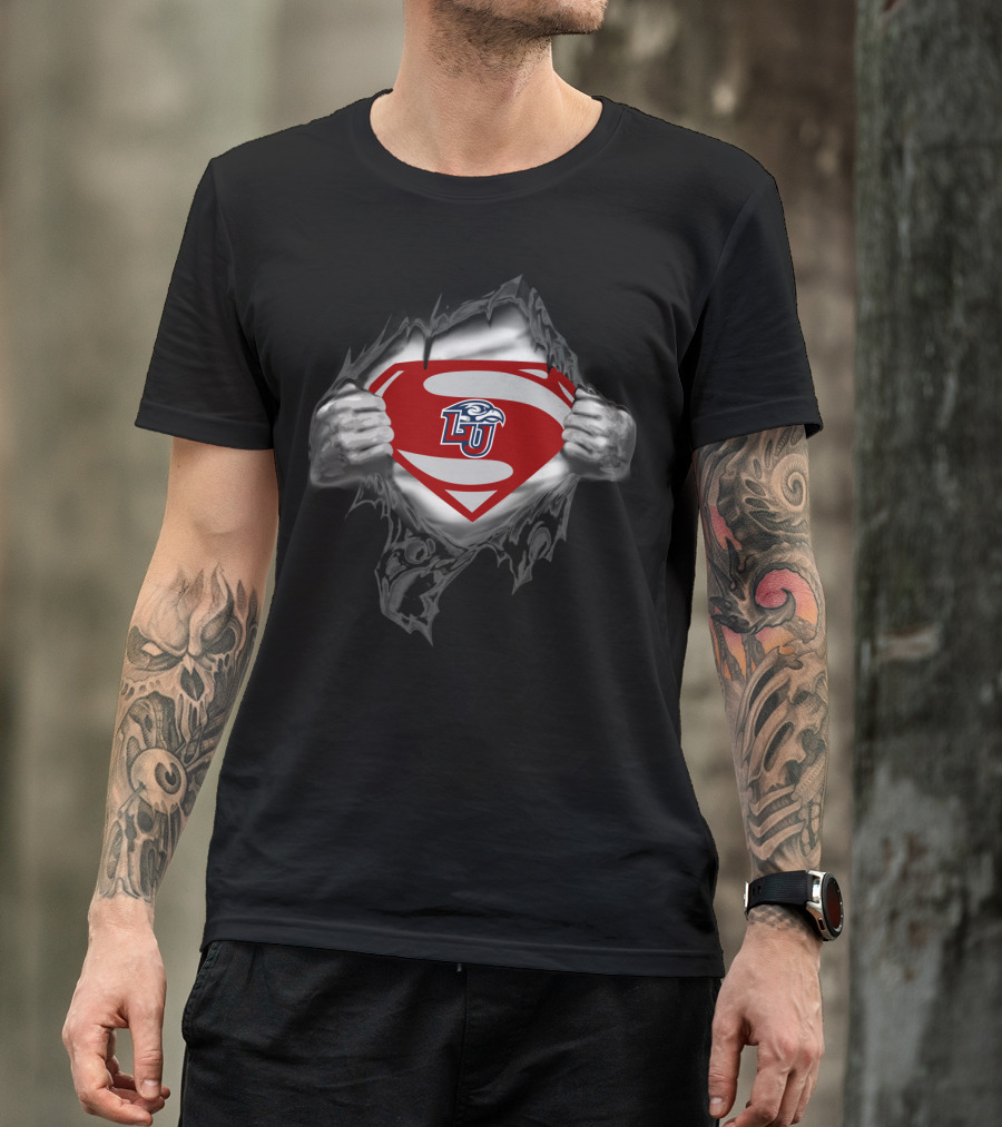Torn Superman Shield Lu Liberty Flames T-Shirt