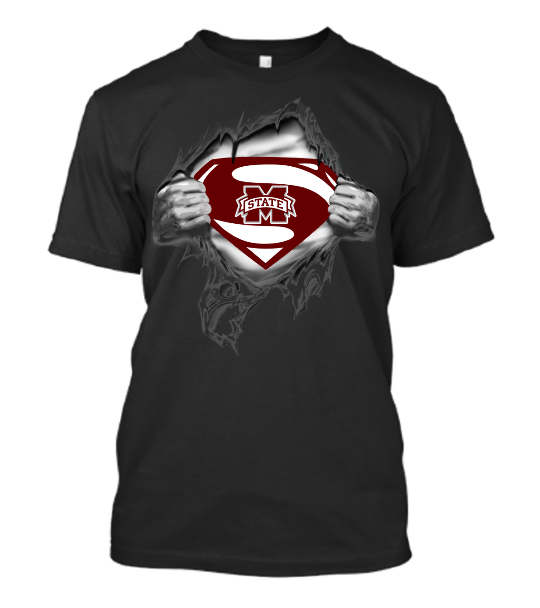 Mississippi State Bulldogs Superman Logo Rip T-Shirt