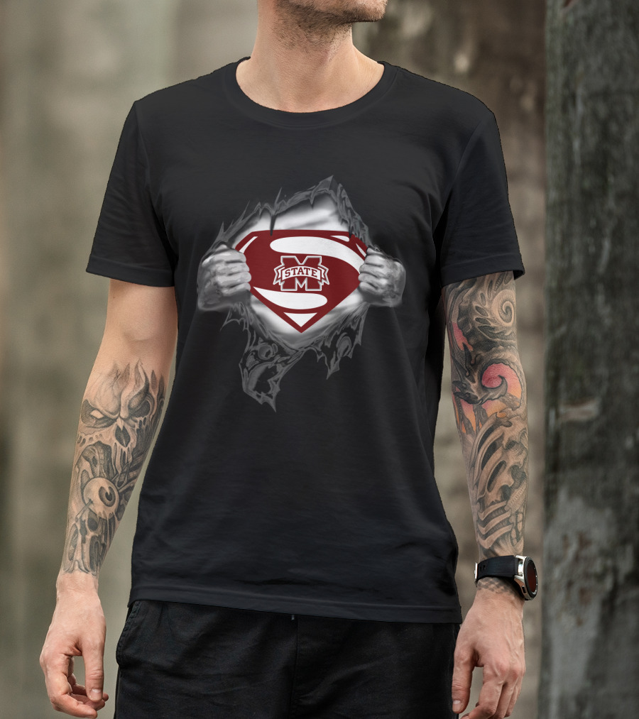 Mississippi State Bulldogs Superman Logo Rip T-Shirt