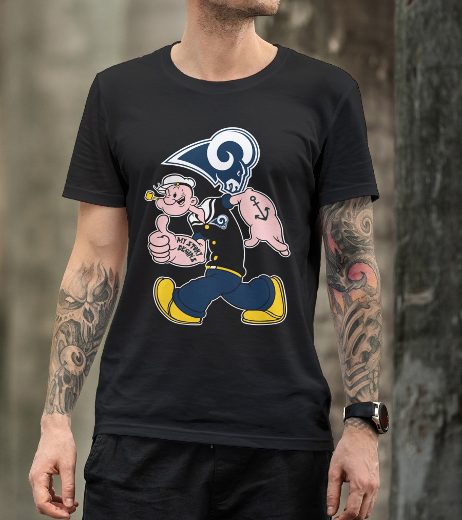 Popeye Thumbs Up Los Angeles Rams My Story Begins T-Shirt