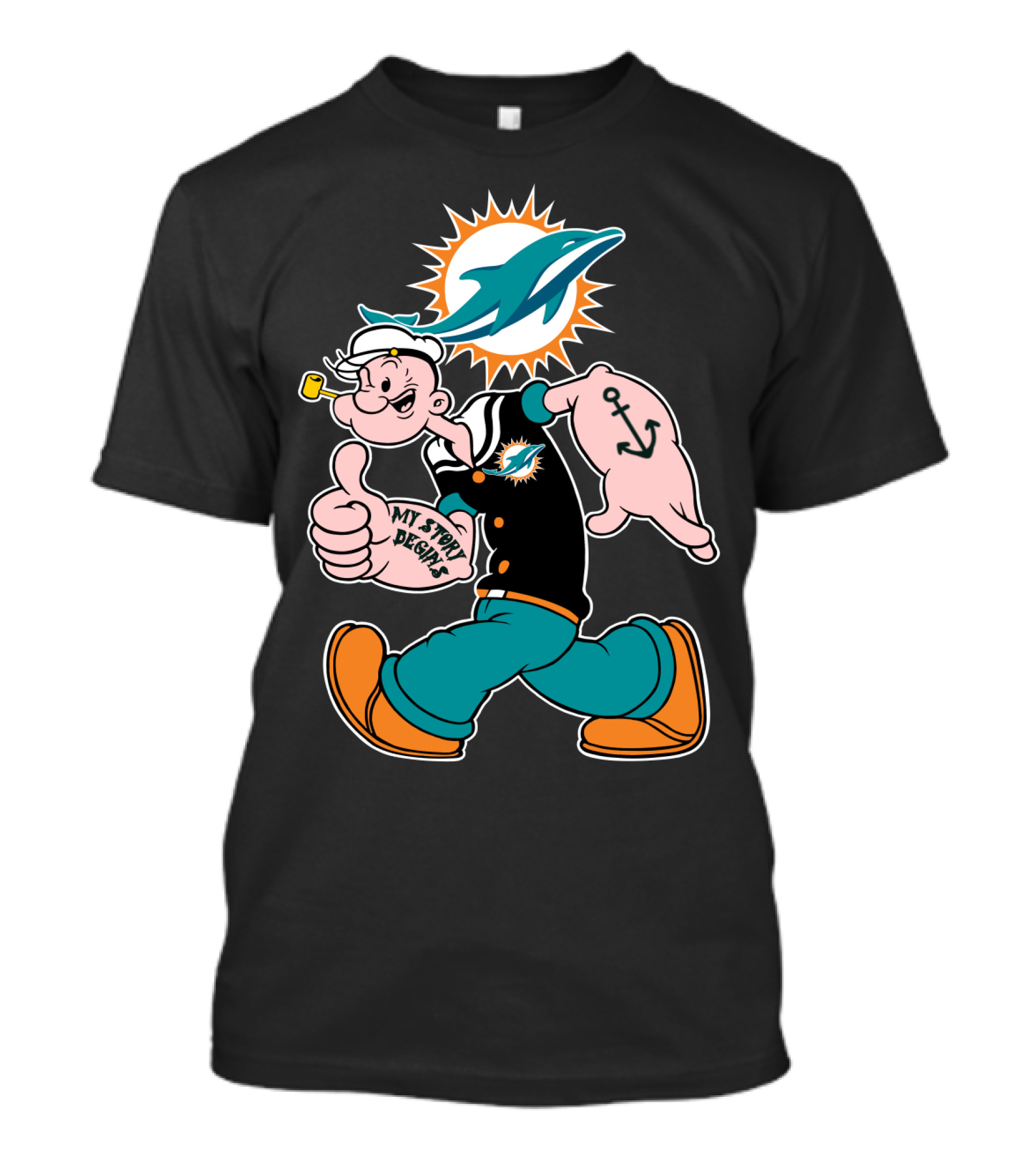 Miami Dolphins Popeye My Story Begins T-Shirt