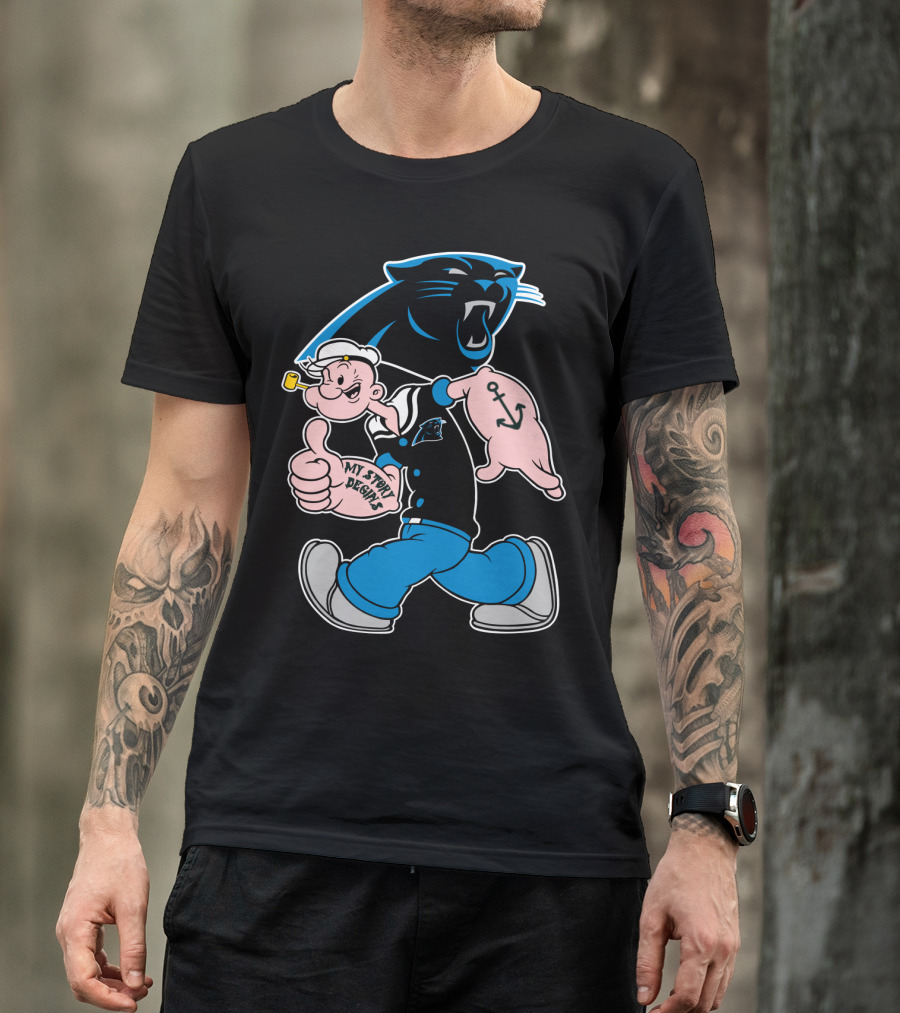 Carolina Panthers My Story Designs Popeye Anchor T-Shirt