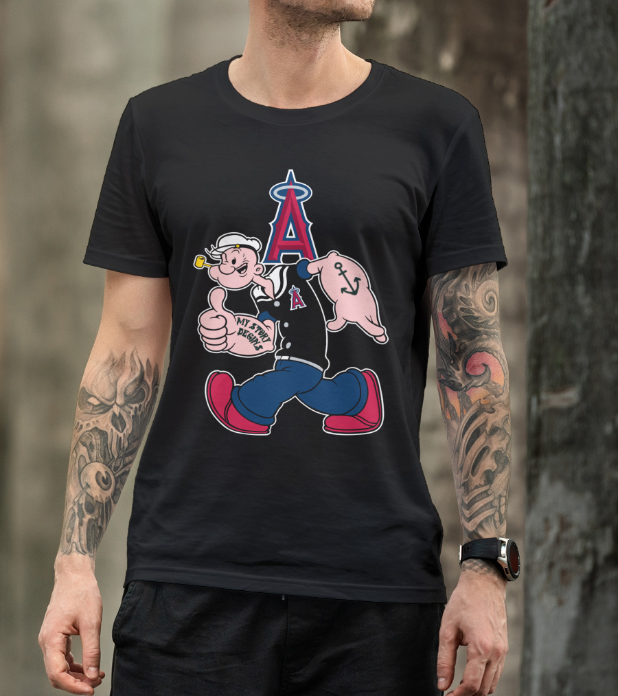 Popeye Los Angeles Angels Mlb Anchor My Story Begins T-Shirt