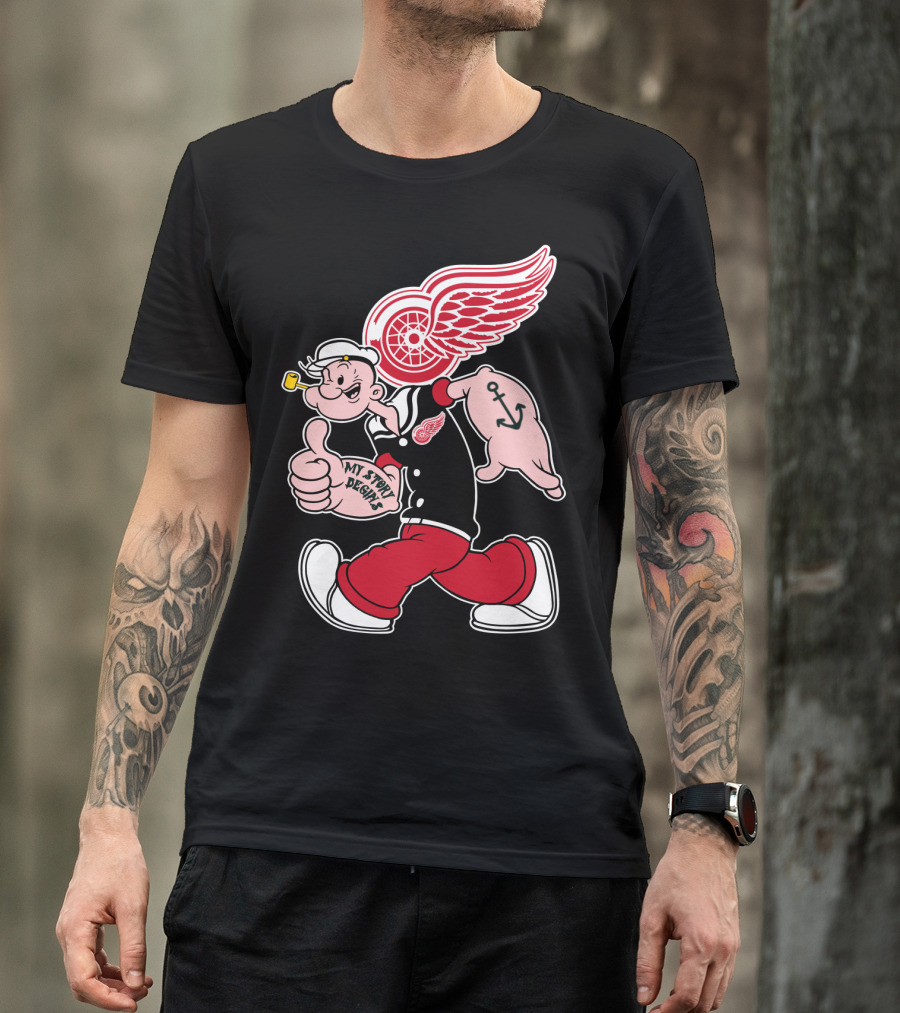Popeye Detroit Red Wings My Story Begins Anchor 81 T-Shirt