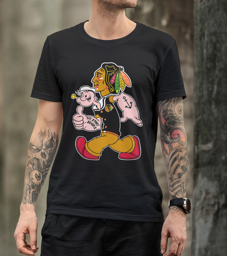 Chicago Blackhawks My Story Begins Popeye Crossover T-Shirt