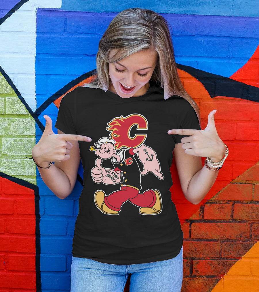 Calgary Flames Popeye My Story Begins Anchor 87 T-Shirt