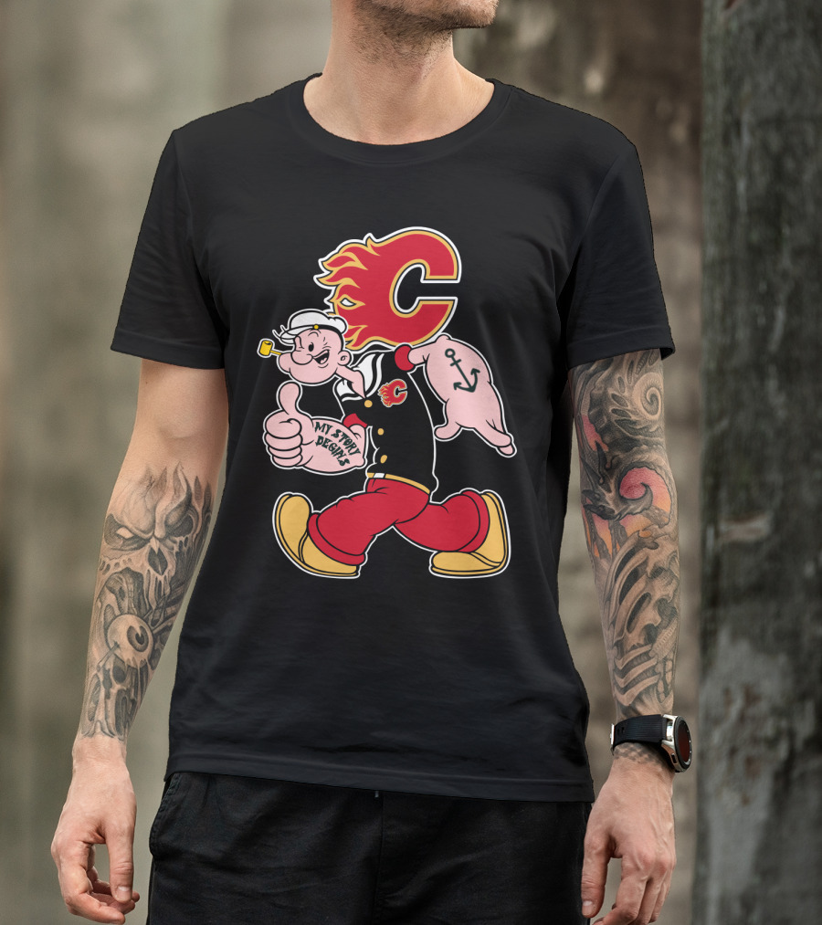 Calgary Flames Popeye My Story Begins Anchor 87 T-Shirt
