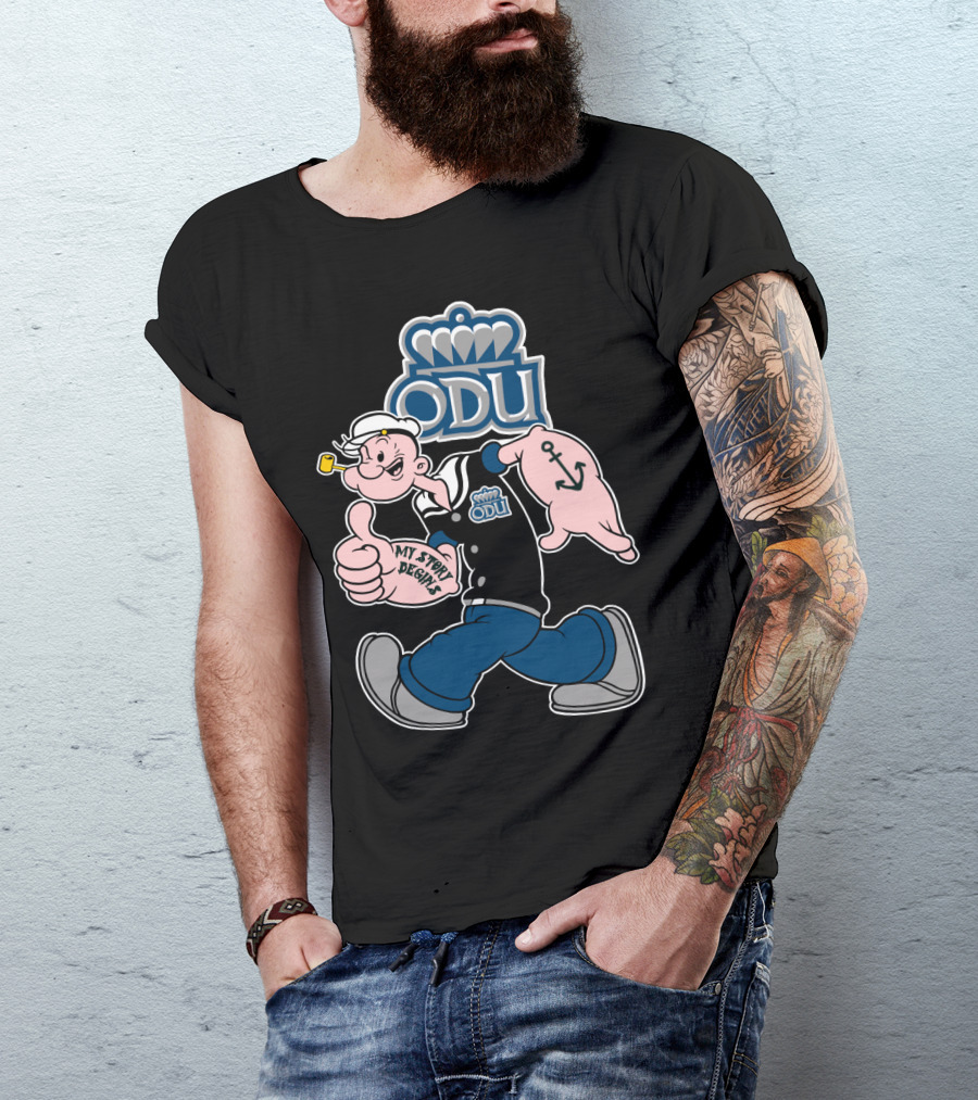 Odu Monarchs Sailor Character With Thumb Up And Anchor Tattoo T-Shirt