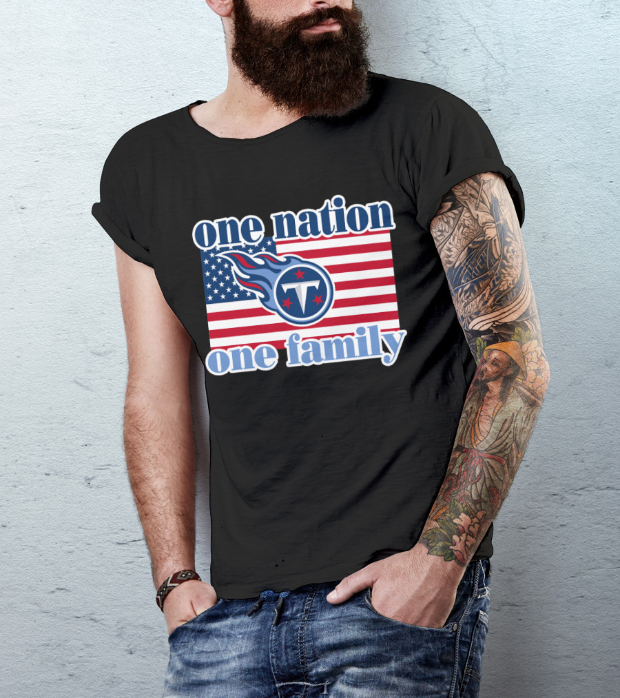 One Nation One Family Tennessee Titans American Flag T-Shirt