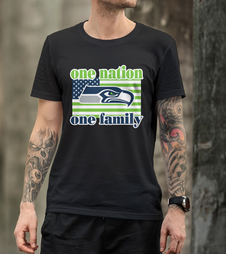 One Nation One Family Seattle Seahawks Flag T-Shirt