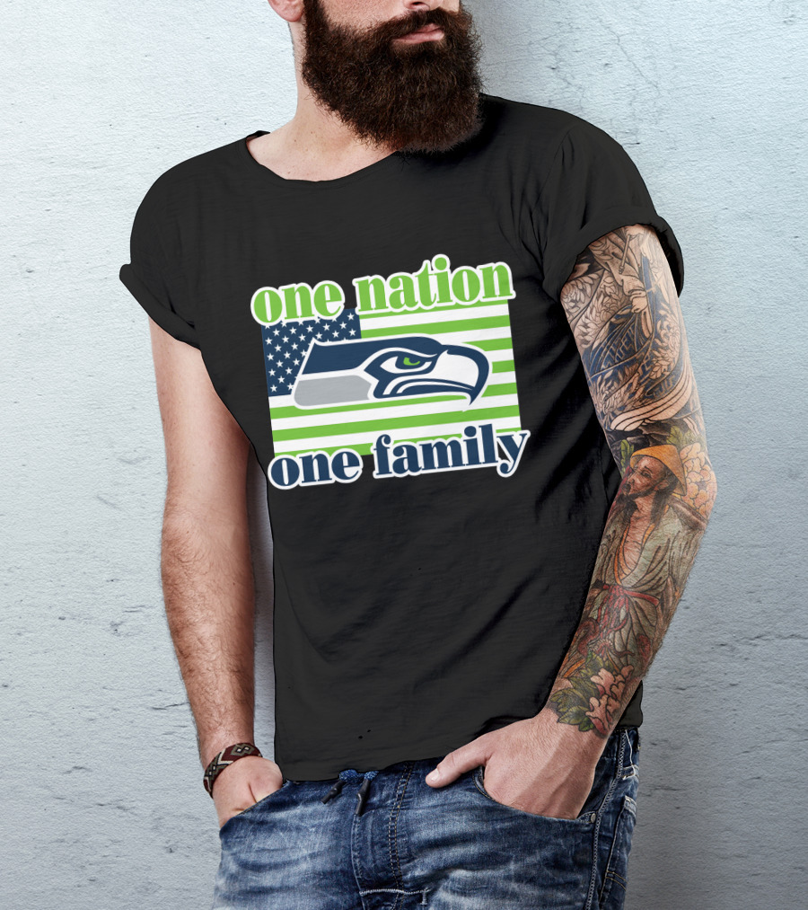 One Nation One Family Seattle Seahawks Flag T-Shirt