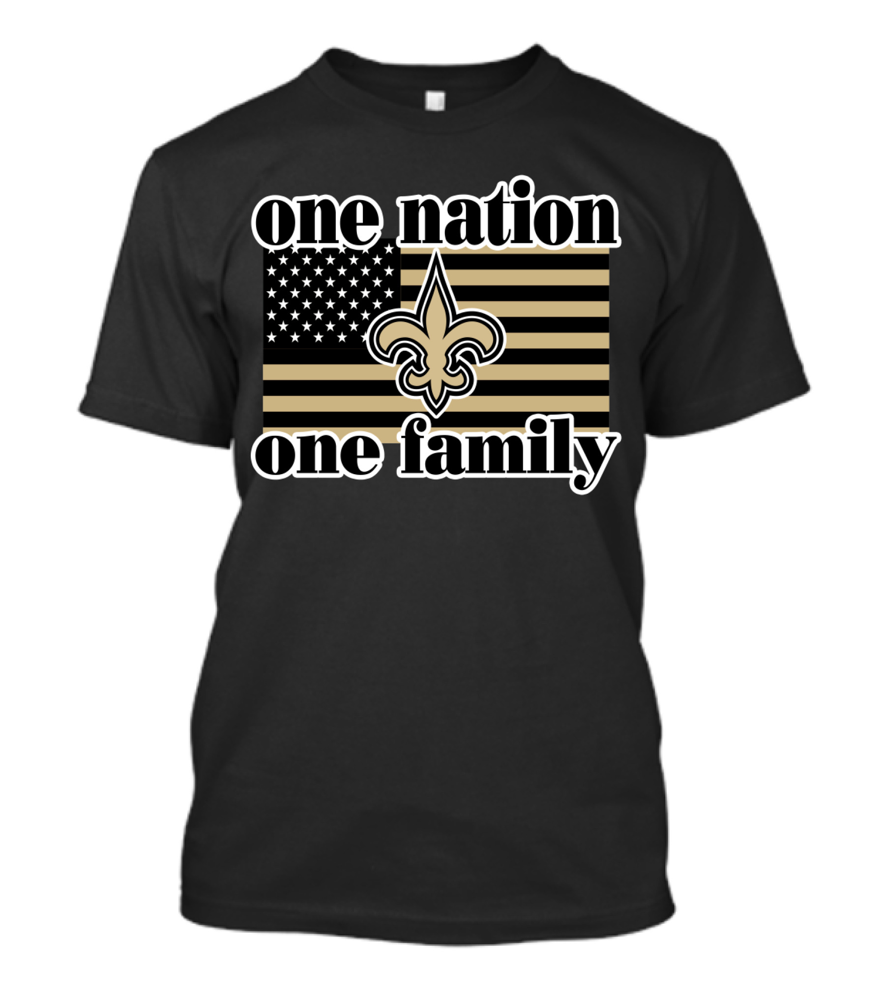One Nation One Family American Flag Fleur-De-Lis 11 Saints T-Shirt