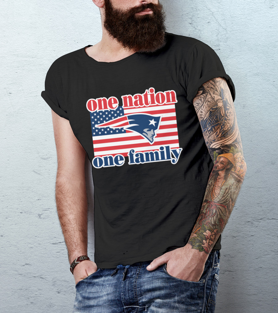 One Nation One Family New England Patriots Flag T-Shirt