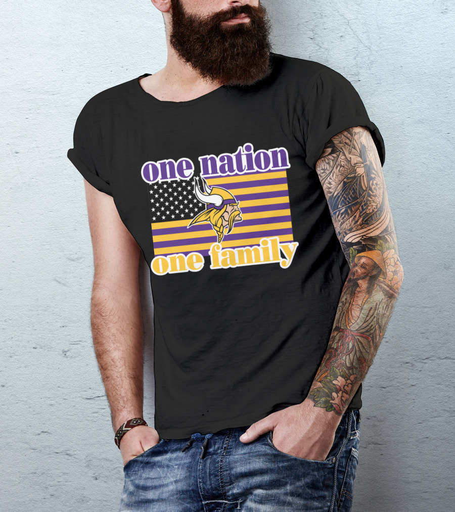 One Nation One Family Minnesota Vikings American Flag T-Shirt