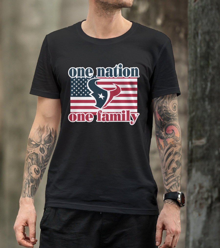 One Nation One Family Houston Texans American Flag T-Shirt