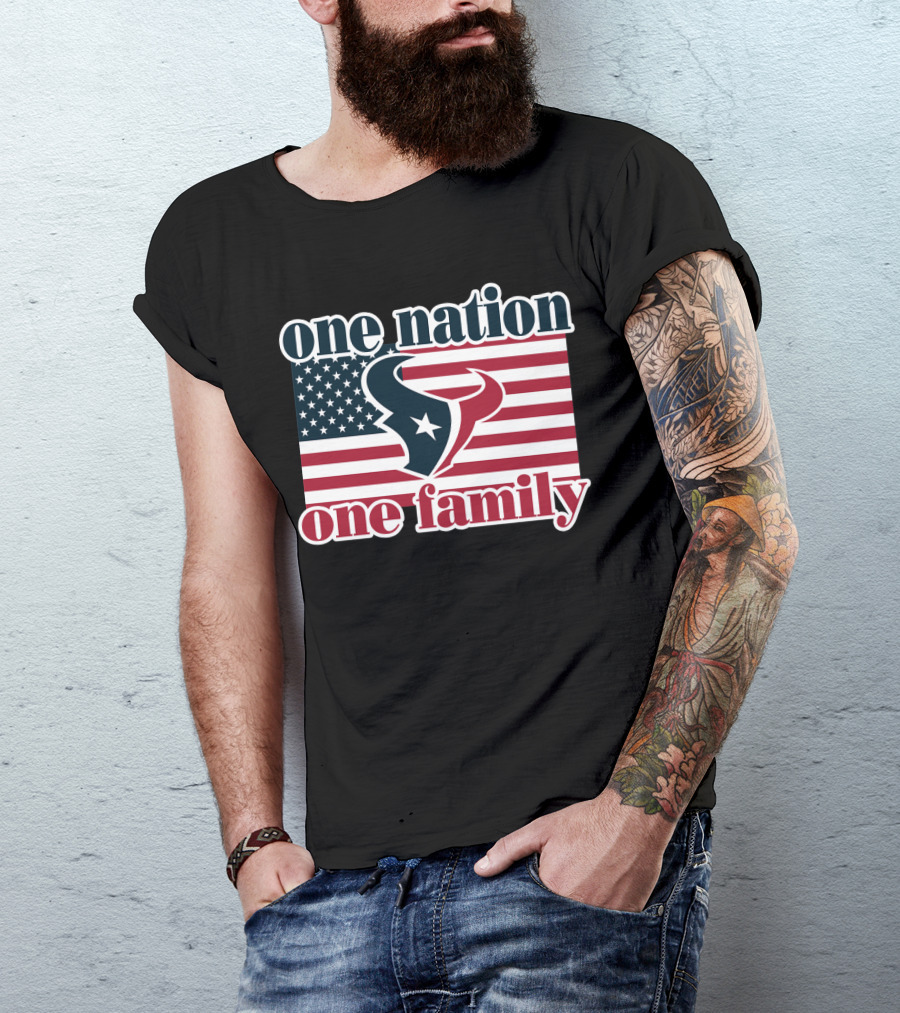 One Nation One Family Houston Texans American Flag T-Shirt
