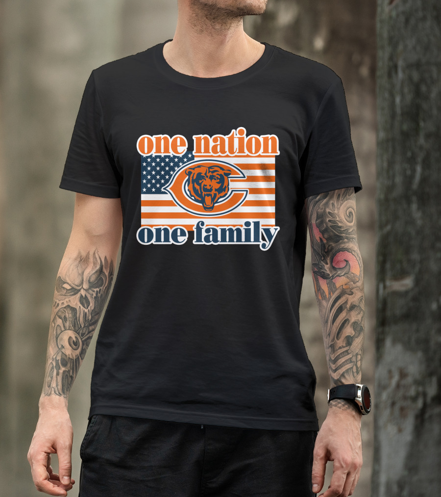 One Nation One Family Chicago Bears American Flag T-Shirt