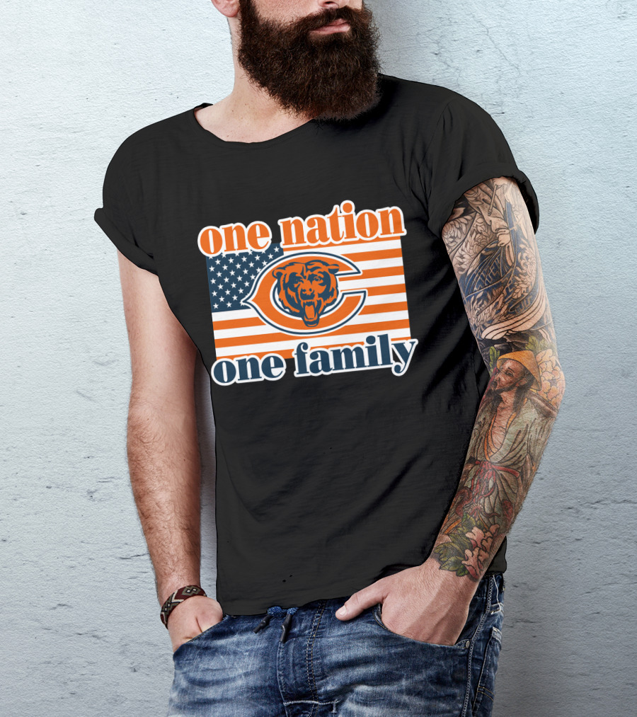 One Nation One Family Chicago Bears American Flag T-Shirt