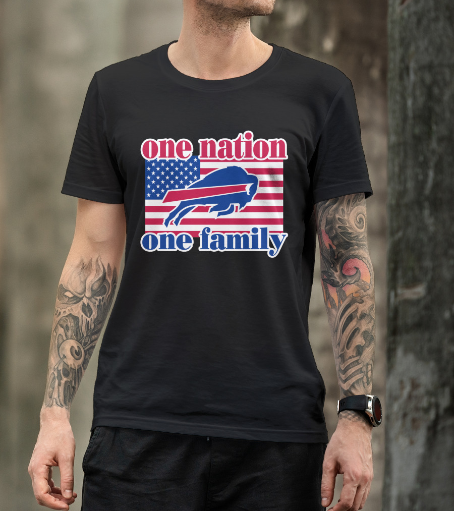 One Nation One Family Buffalo Bills Usa Flag T-Shirt
