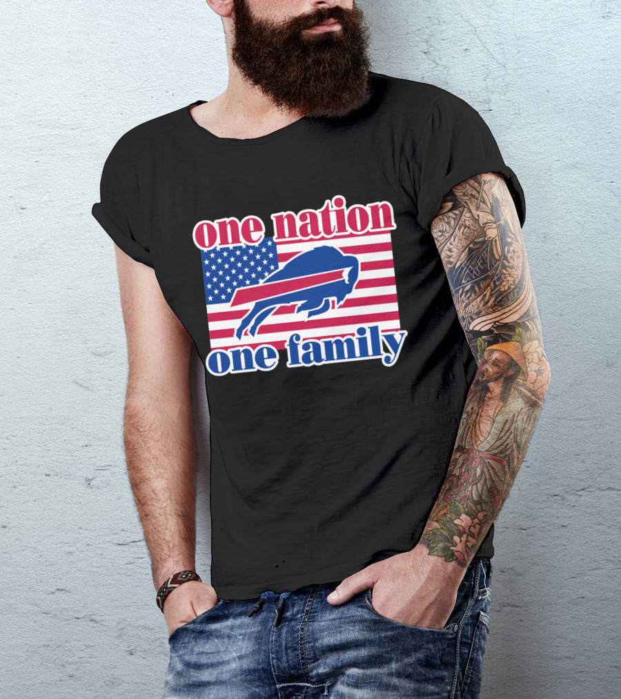 One Nation One Family Buffalo Bills Usa Flag T-Shirt